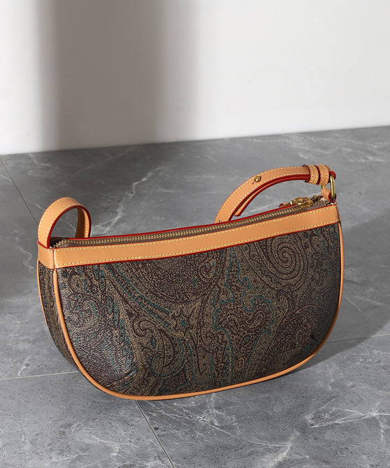 Classy Brown Jacquard Solid Durable Leather Hobo Bag