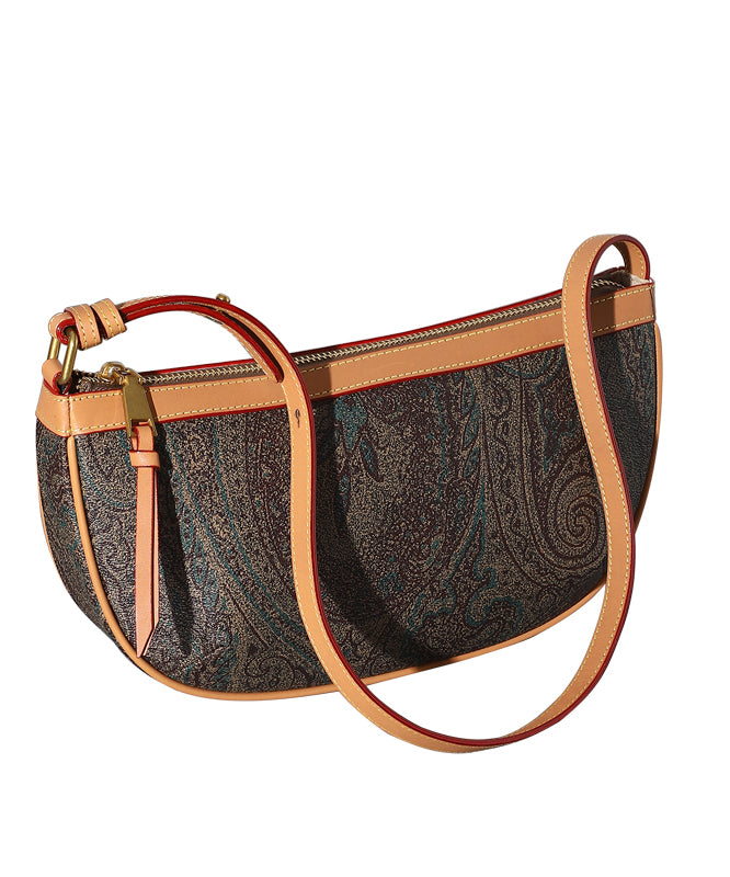 Classy Brown Jacquard Solid Durable Leather Hobo Bag