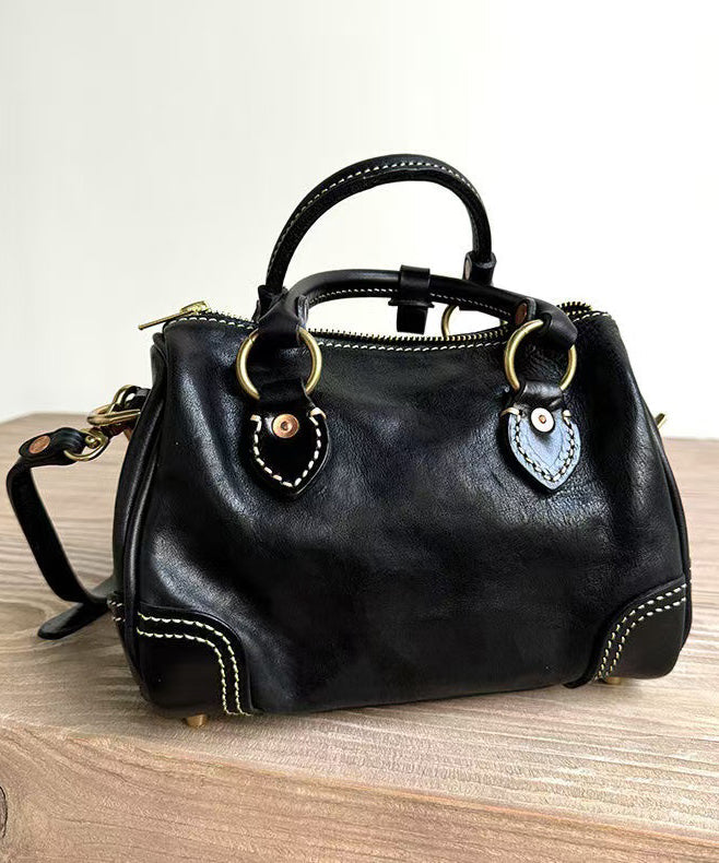 Classy Brown Patchwork Solid Durable Leather Tote Handbag