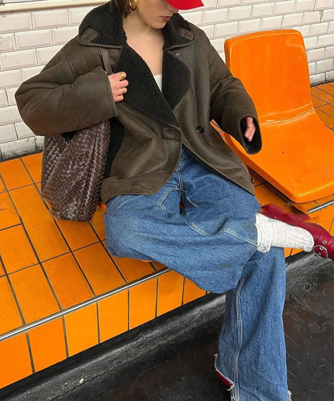 Classy Brown Weave Design Large Capacity Faux Leather Women Handbag