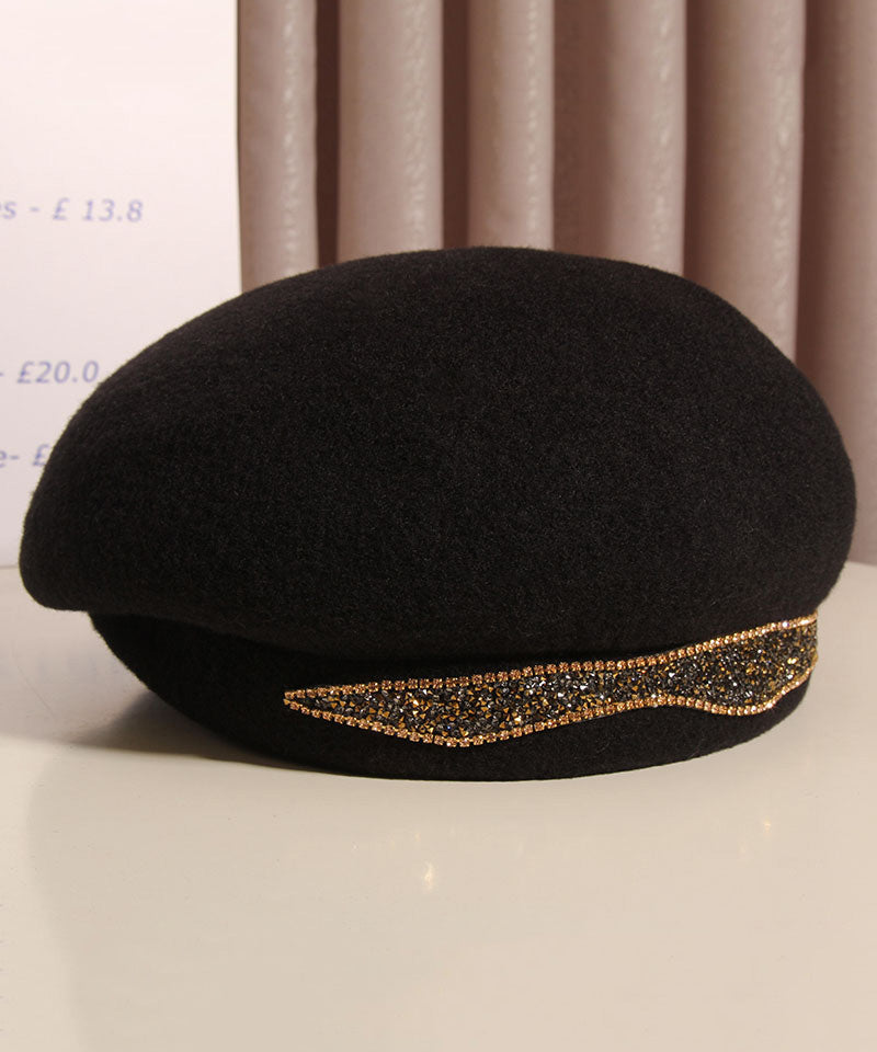 Classy Camel Zircon Versatile Warm Woolen Beret Hat