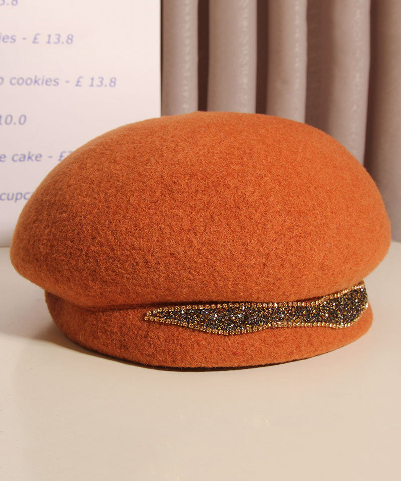 Classy Camel Zircon Versatile Warm Woolen Beret Hat