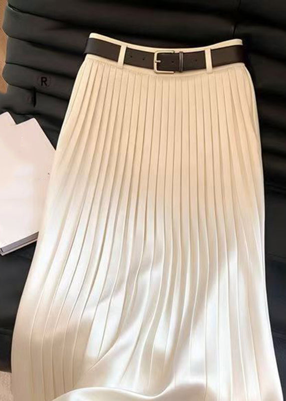 Classy Champagne High Waist Maxi Pleated Skirts