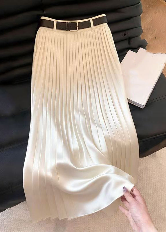 Classy Champagne High Waist Maxi Pleated Skirts