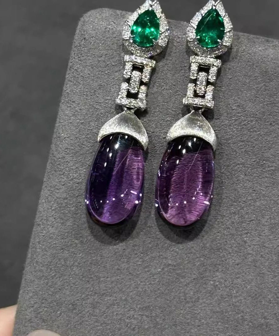 Classy Colorblock Alloy Zircon Crystal Gem Stone Drop Earrings