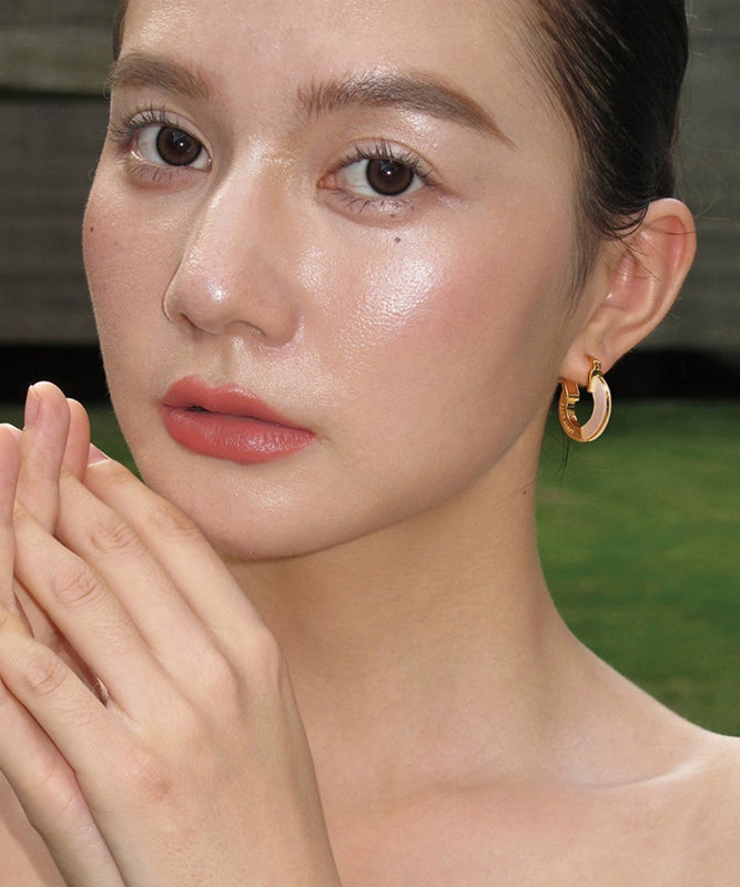 Classy Gold Copper Overgild Fritillary Bulb Hoop Earrings