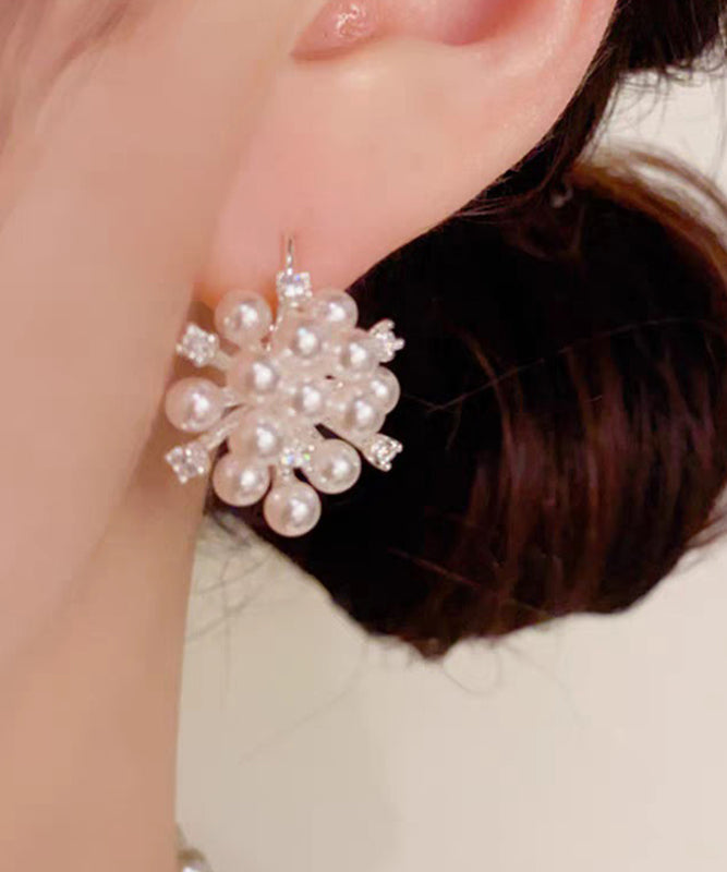 Classy Gold Copper Overgild Zircon PearlHoop Earrings - Omychic