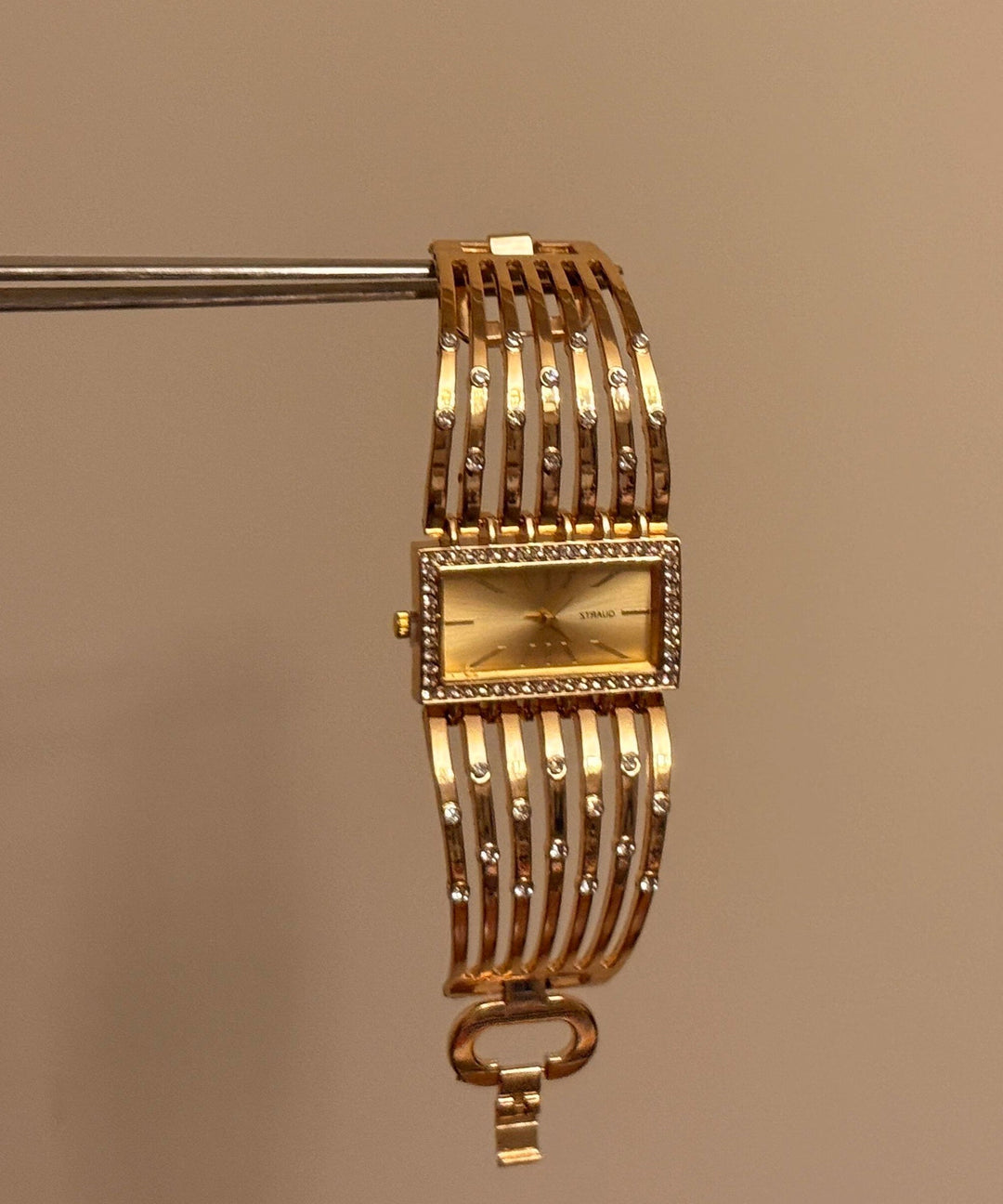 Classy Gold Metal Alloy Rectangle Hollow Out Watches