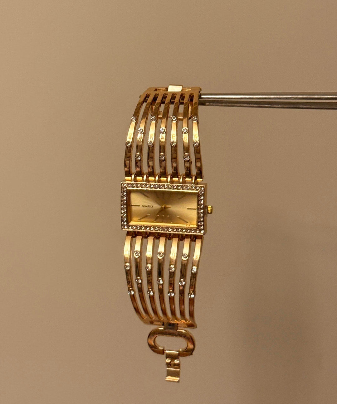 Classy Gold Metal Alloy Rectangle Hollow Out Watches