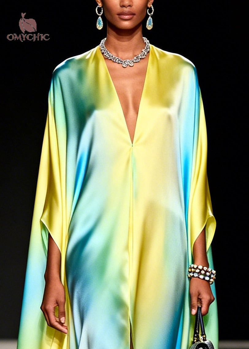 Classy Gradient Color Oversized Chiffon Holiday Dress Summer