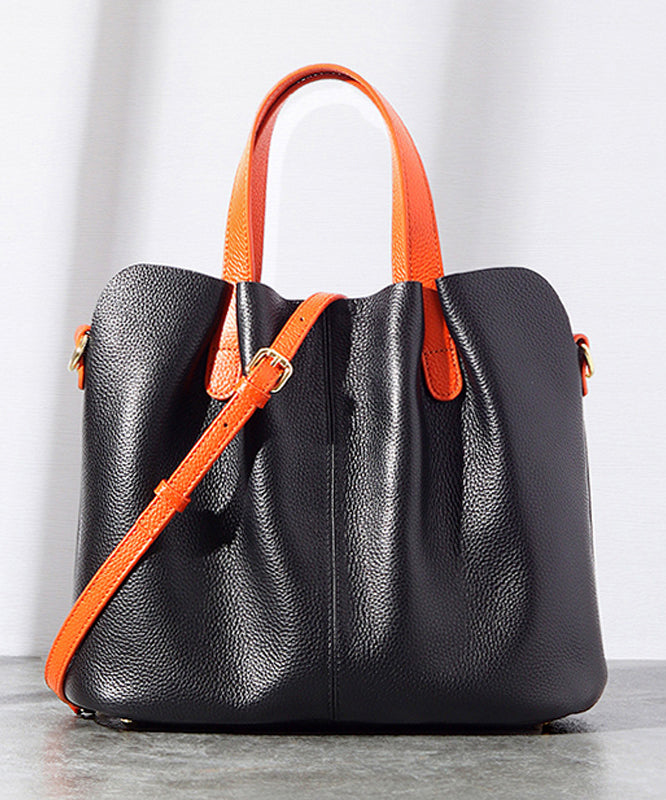 Classy Grey Versatile Durable Calf Leather Tote Bag