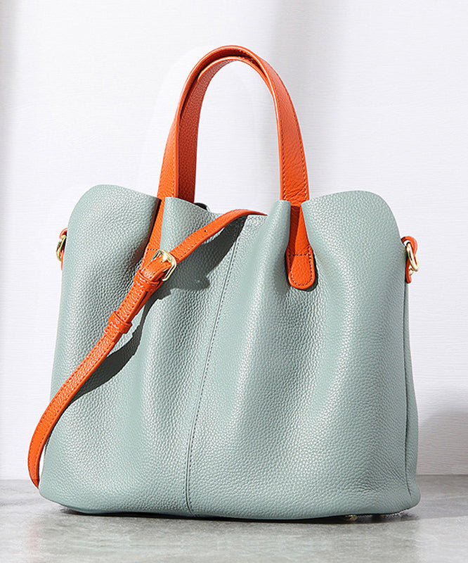 Classy Grey Versatile Durable Calf Leather Tote Bag