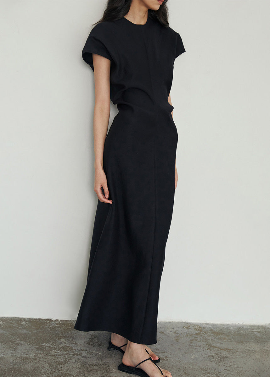 Classy Khaki O Neck Slim Fit Cotton Long Dresses Summer