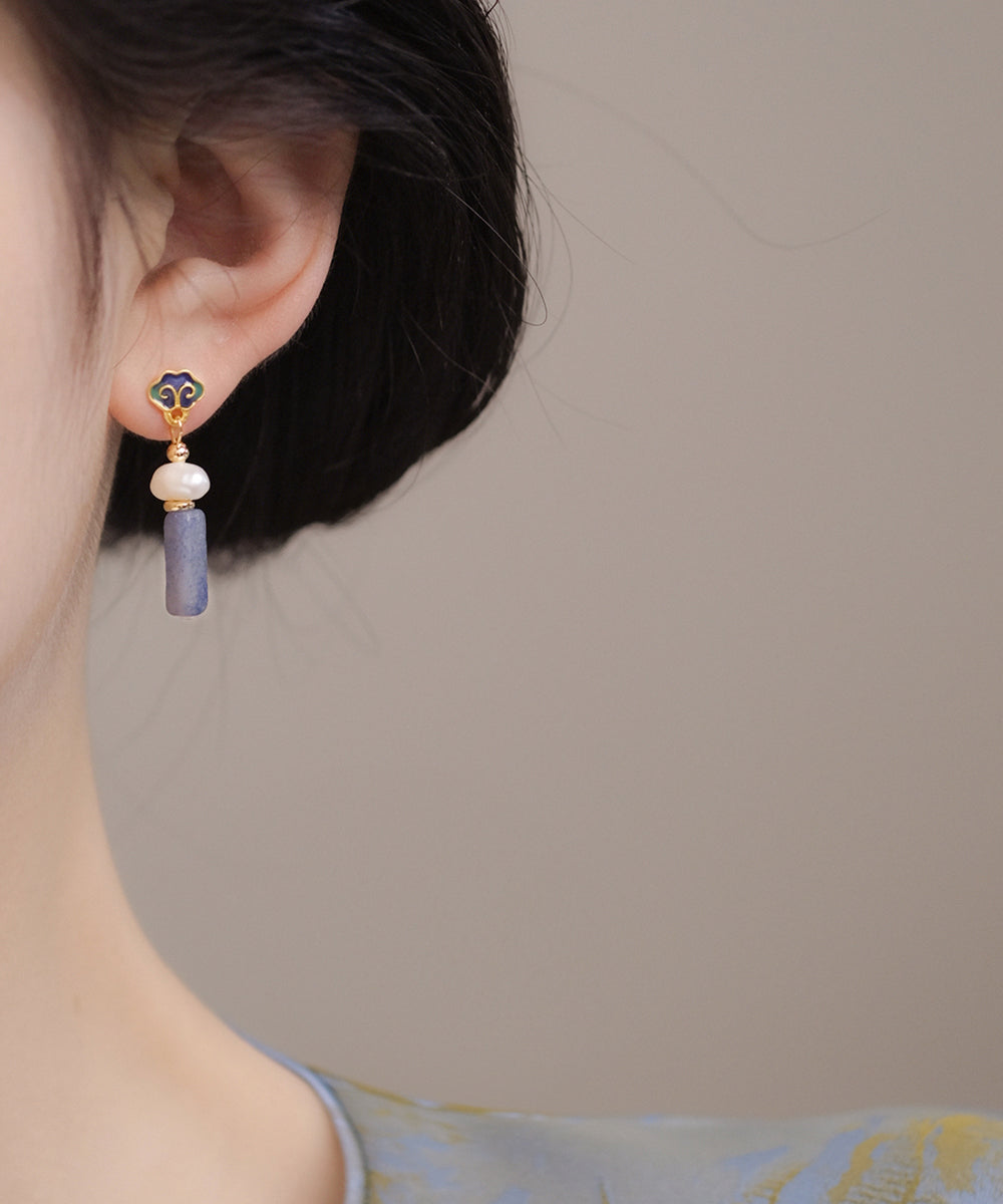 Classy Multicolor Copper Drip Glaze Pearl Drop Earrings