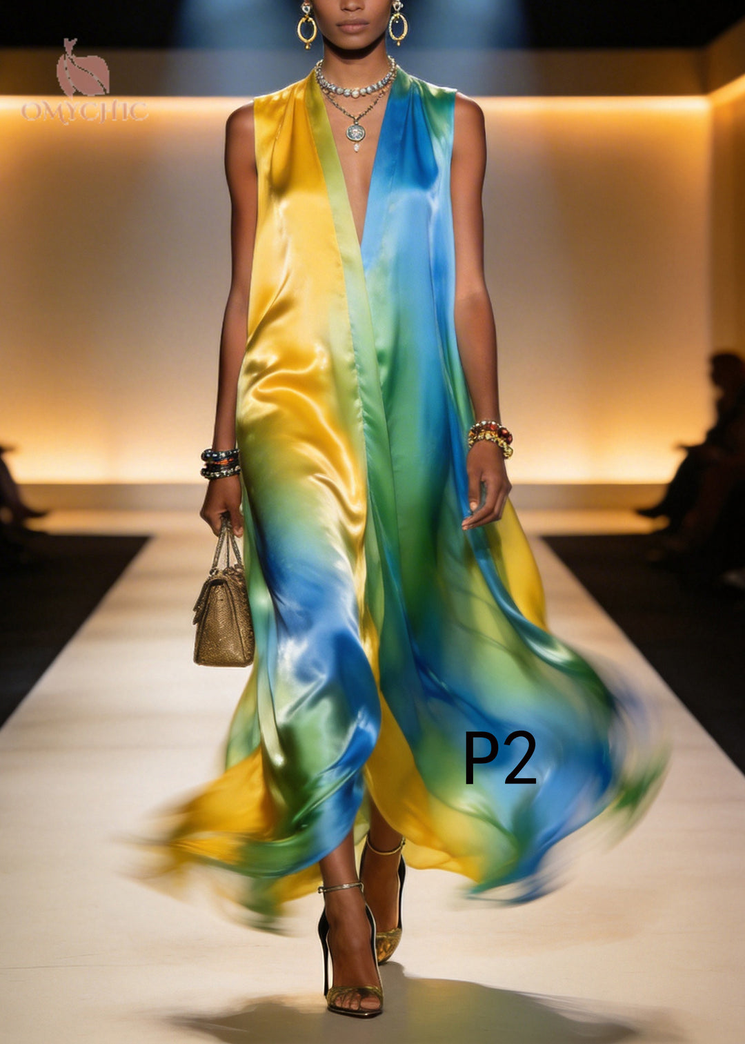 Classy Oversized Tie Dye Chiffon Dresses Sleeveless
