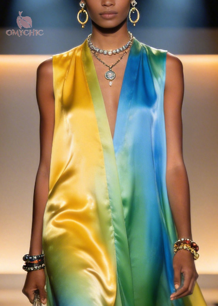 Classy Oversized Tie Dye Chiffon Dresses Sleeveless