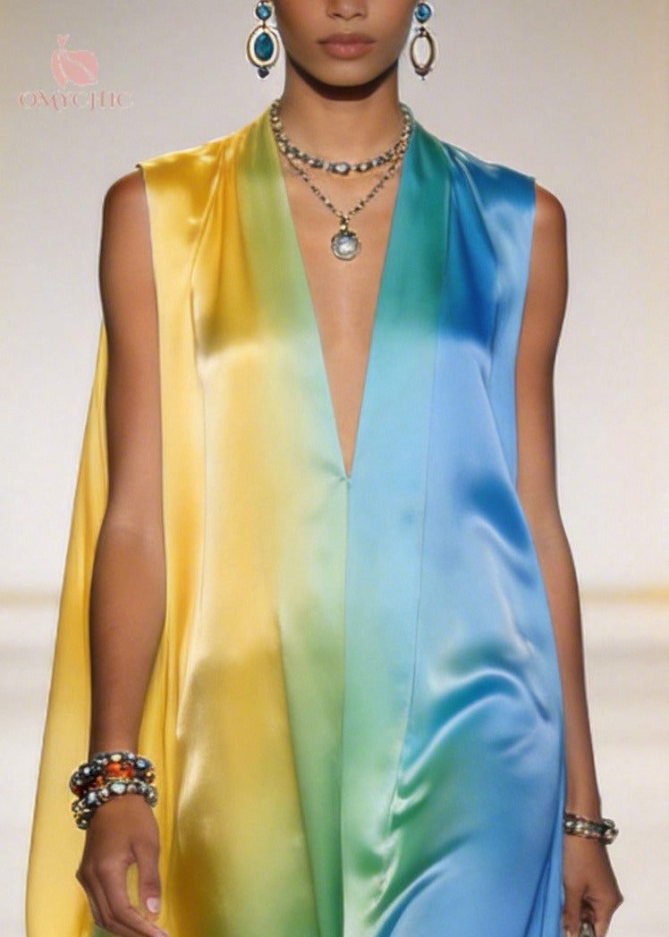 Classy Oversized Tie Dye Chiffon Dresses Sleeveless