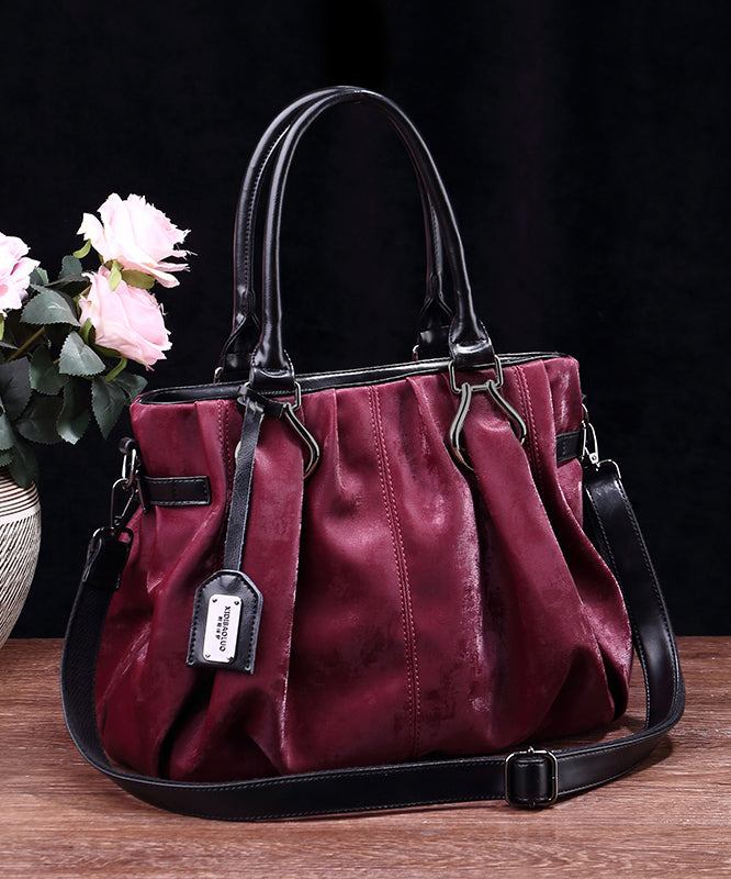 Classy Peacock Blue Large Capacity Wrinkled Calf Leather Tote Bag
