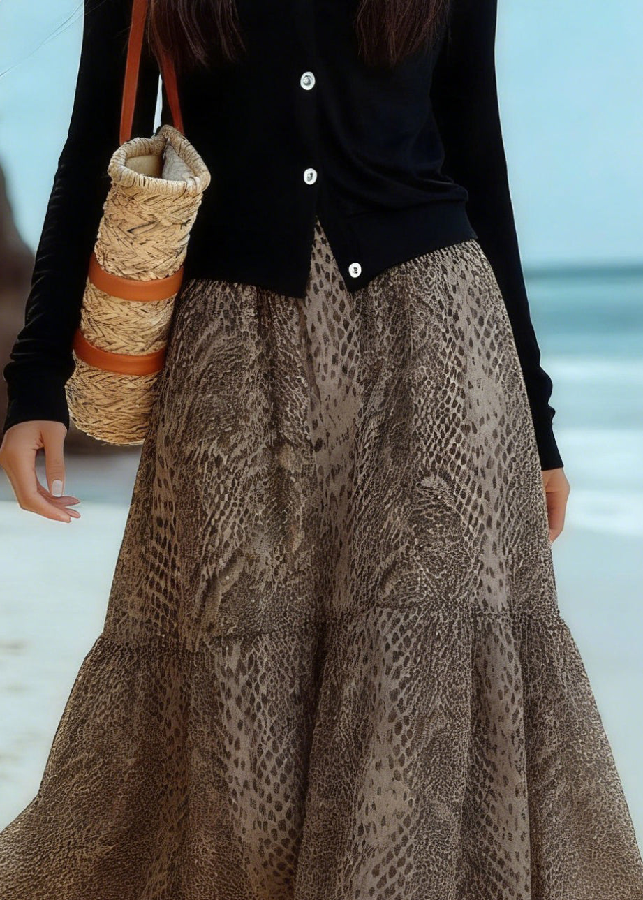 Classy Print Patchwork Draping A Line Skirts - Omychic