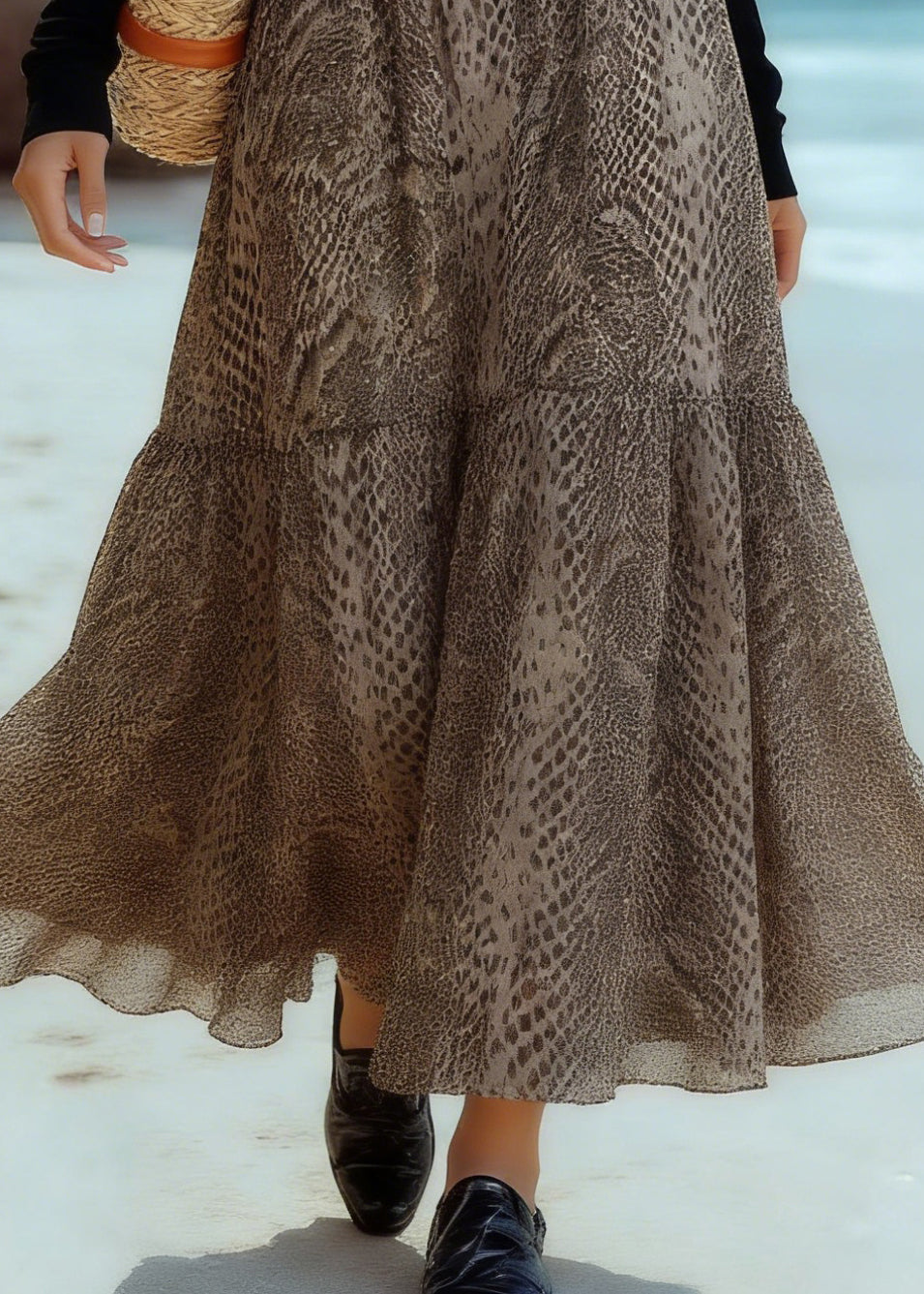 Classy Print Patchwork Draping A Line Skirts - Omychic