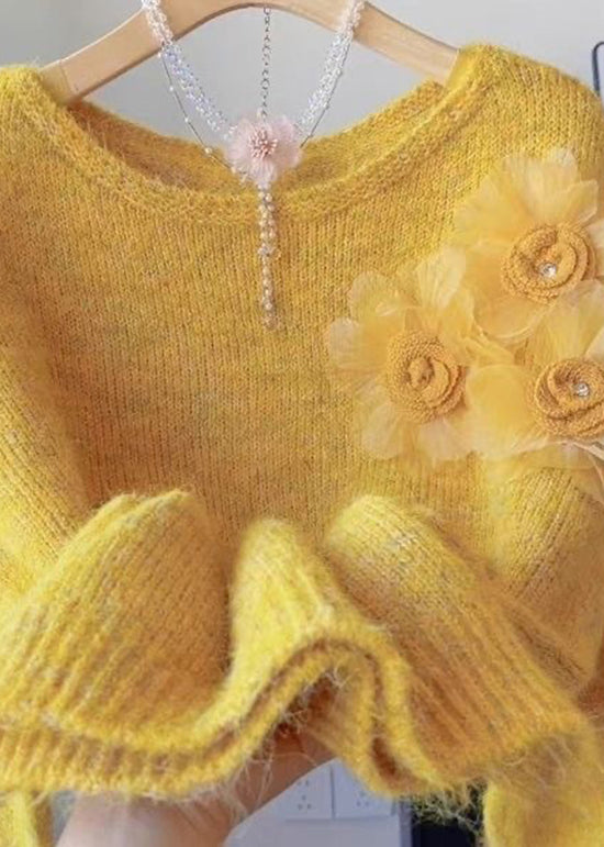 Classy Purple O Neck Floral Knit Sweaters Spring