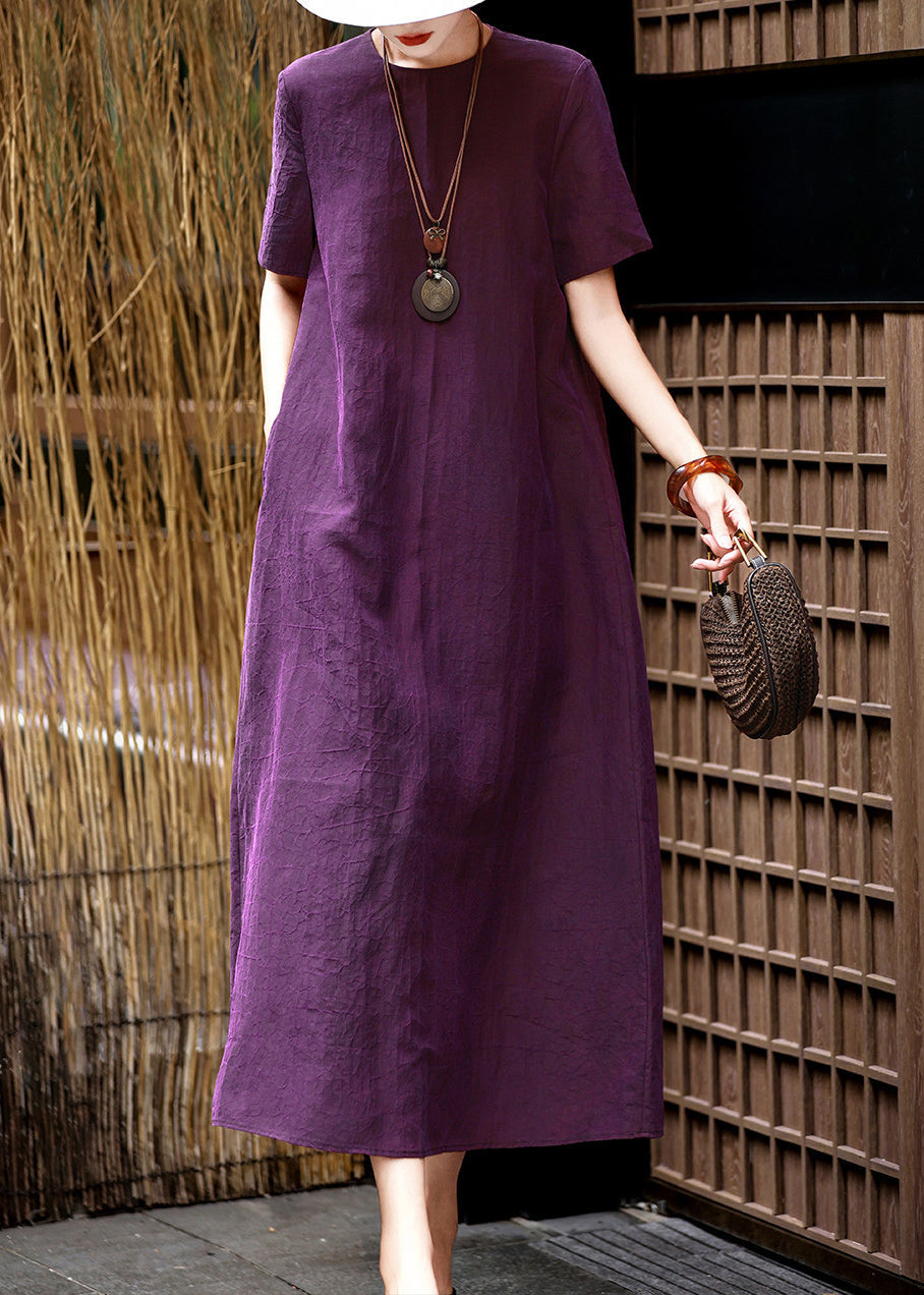 Classy Purple Oversized Silk A Line Dresses Summer