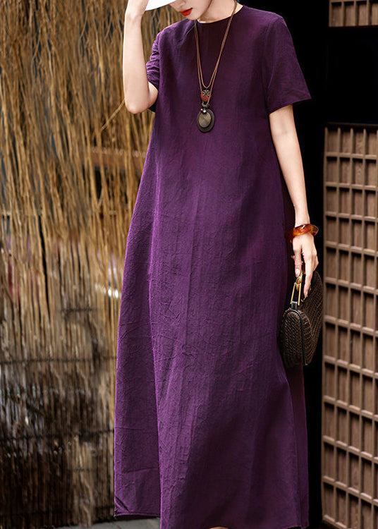 Classy Purple Oversized Silk A Line Dresses Summer