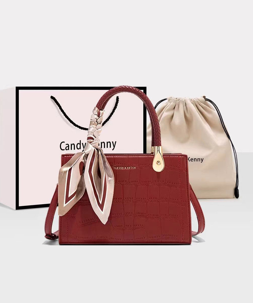 Classy Red Versatile Faux Leather Tote Handbag