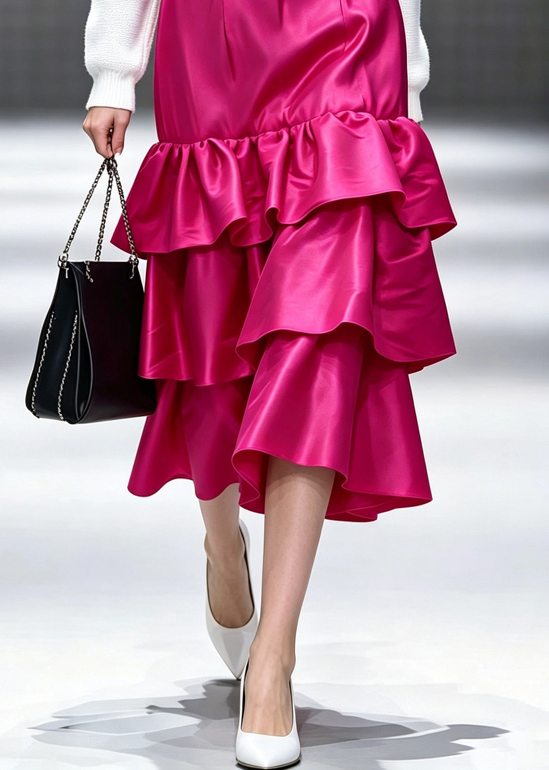 Classy Rose Ruffled Patchwork Maxi Skirts Summer