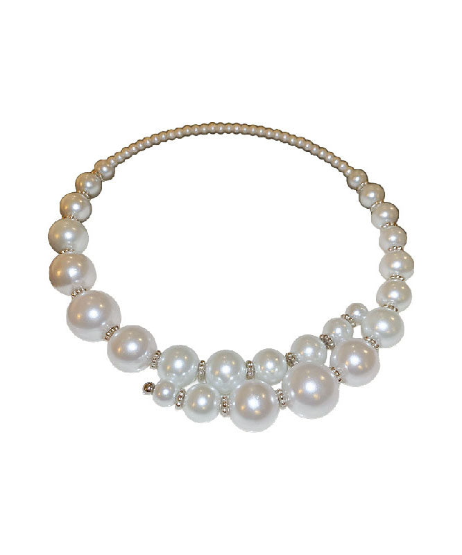 Classy White Alloy Asymmetrical Pearl Choker