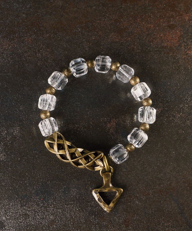 Classy White Alloy Crystal Unisex Charm Bracelet