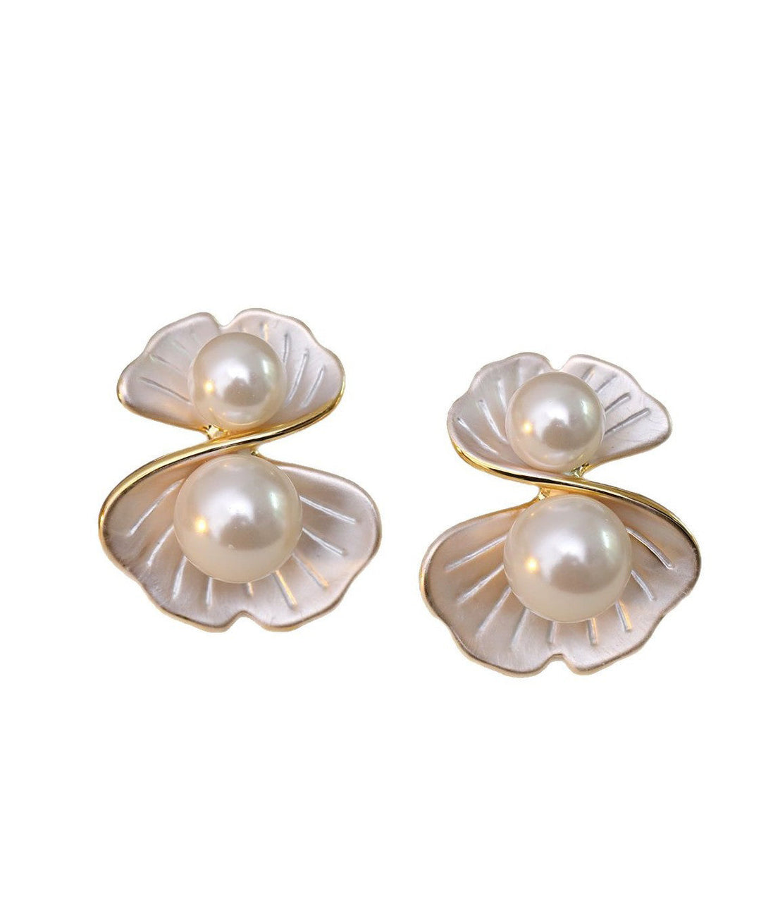 Classy White Alloy Drip Glaze Pearl Stud Earrings