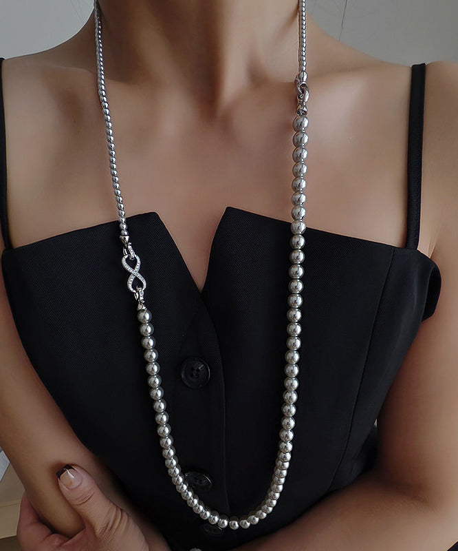 Classy White Alloy Pearl Beading Mltiple Ways To Wear Bead Necklace