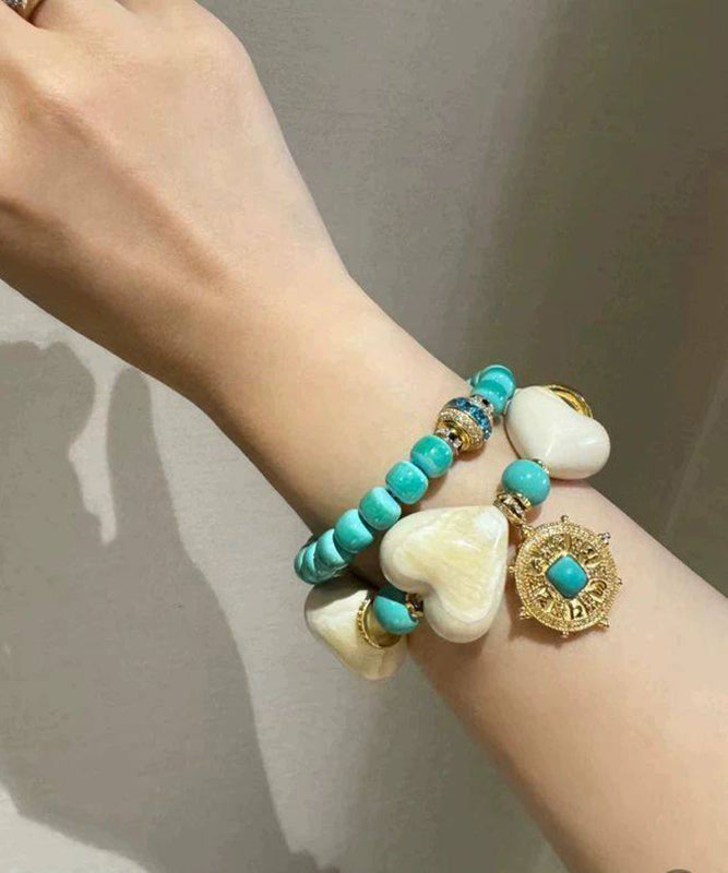 Classy White Copper Alloy Love Cloisonne Charm Bracelet - Omychic