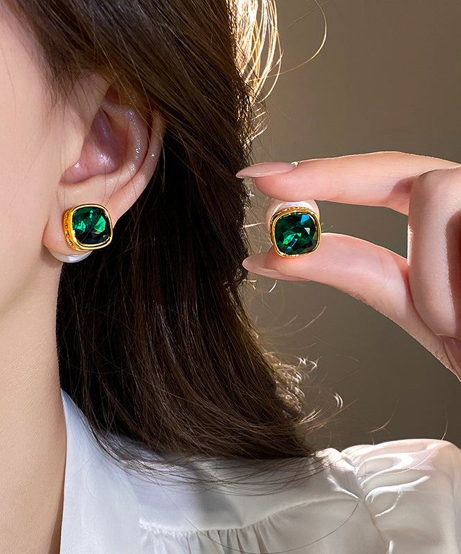 Classy White Copper Alloy Zircon Pearl Stud Earrings