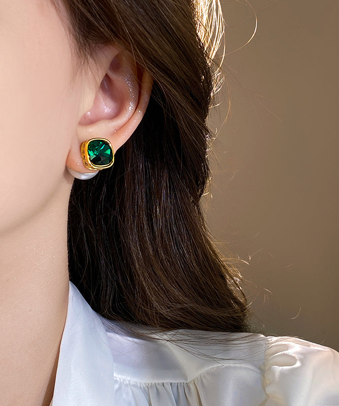 Classy White Copper Alloy Zircon Pearl Stud Earrings