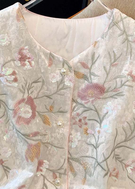 Classy White Embroidered Fuzzy Fur Fluffy Patchwork Waistcoat Fall