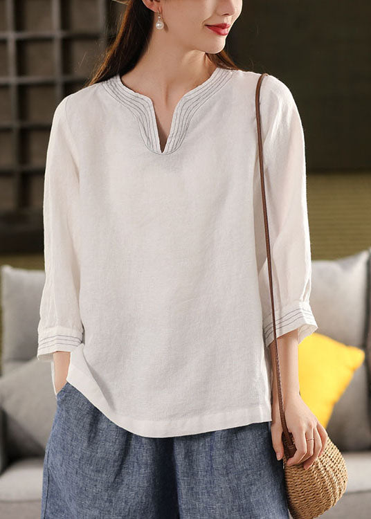 Classy White Oversized Linen Shirt Tops Fall