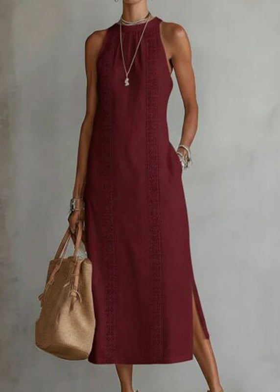 Classy White Print Side Open Long Dresses Summer