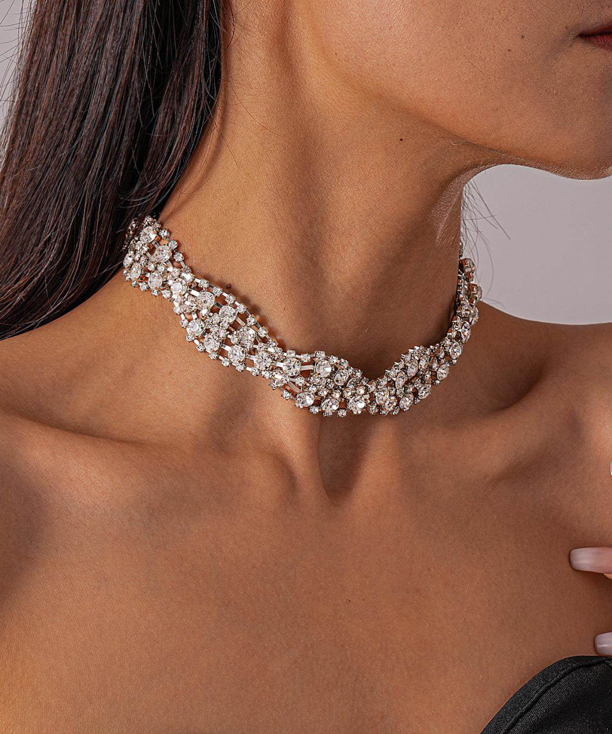 Classy White Sparkling Zircon High Quality Collar Necklace - Omychic