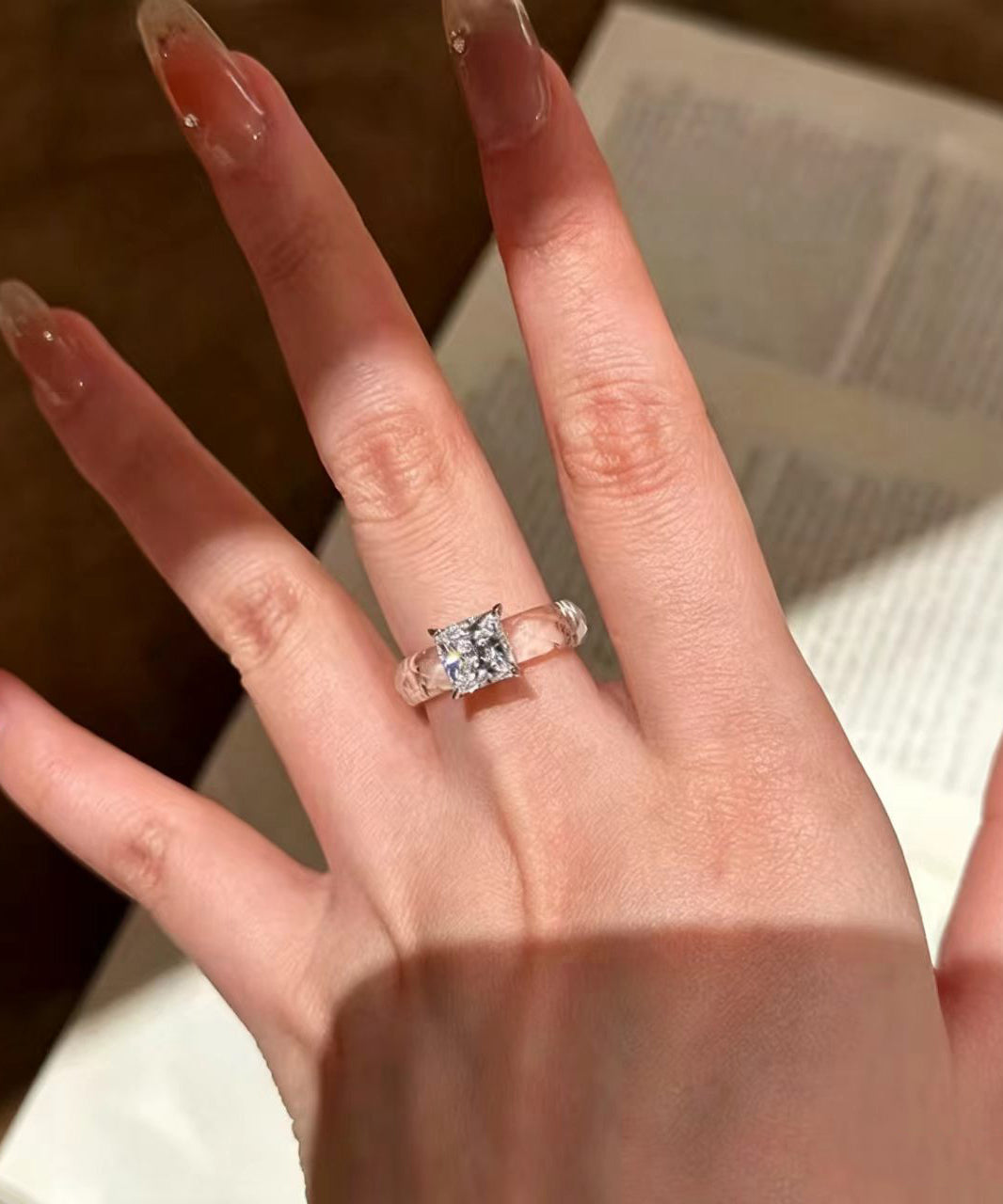 Classy White Square Zircon Imitation Crystal Rings