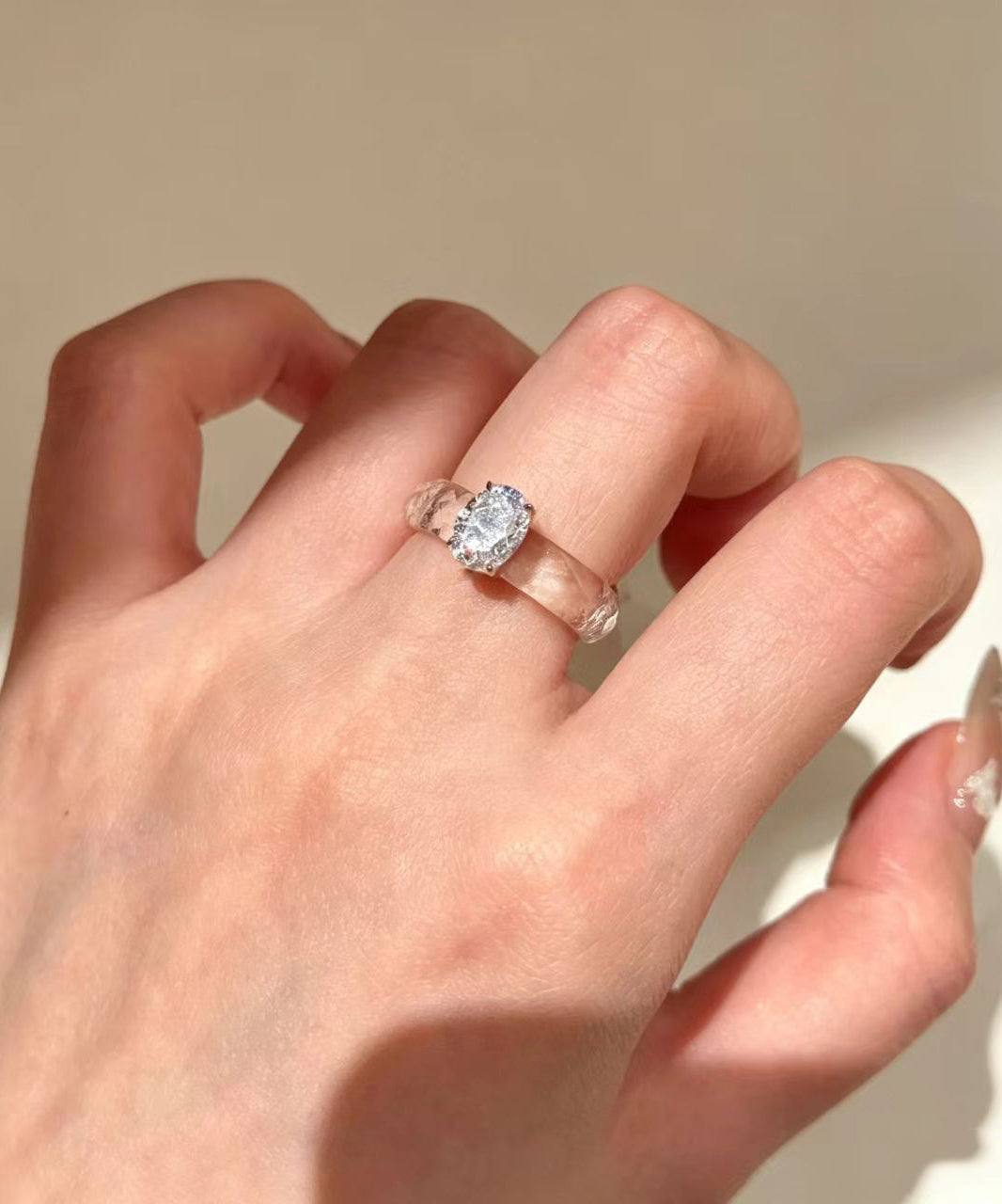 Classy White Square Zircon Imitation Crystal Rings