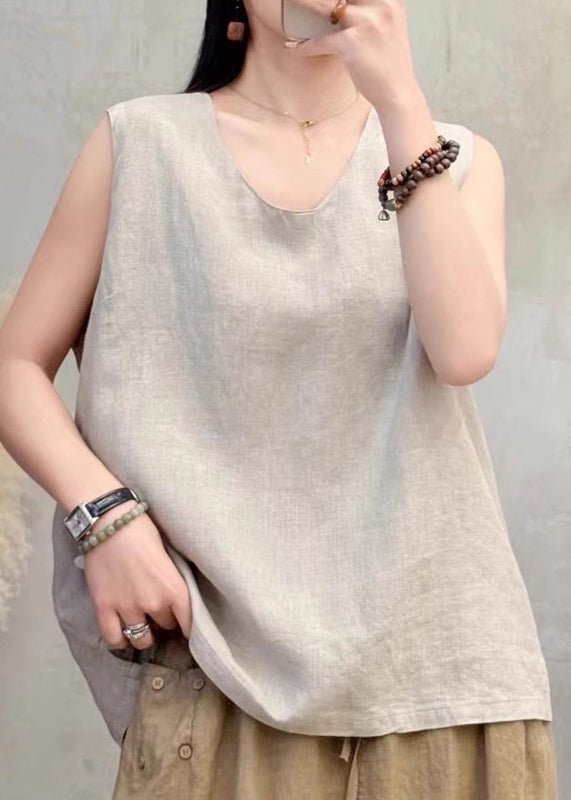 Classy Wine Red Side Open Solid Linen Tops Sleeveless