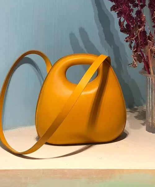 Classy Yellow Faux Leather Versatile Durable Round Bag