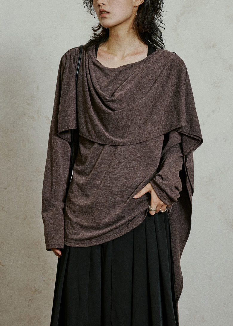 Coffee Cozy Cotton T Shirt Asymmetrical Long Sleeve