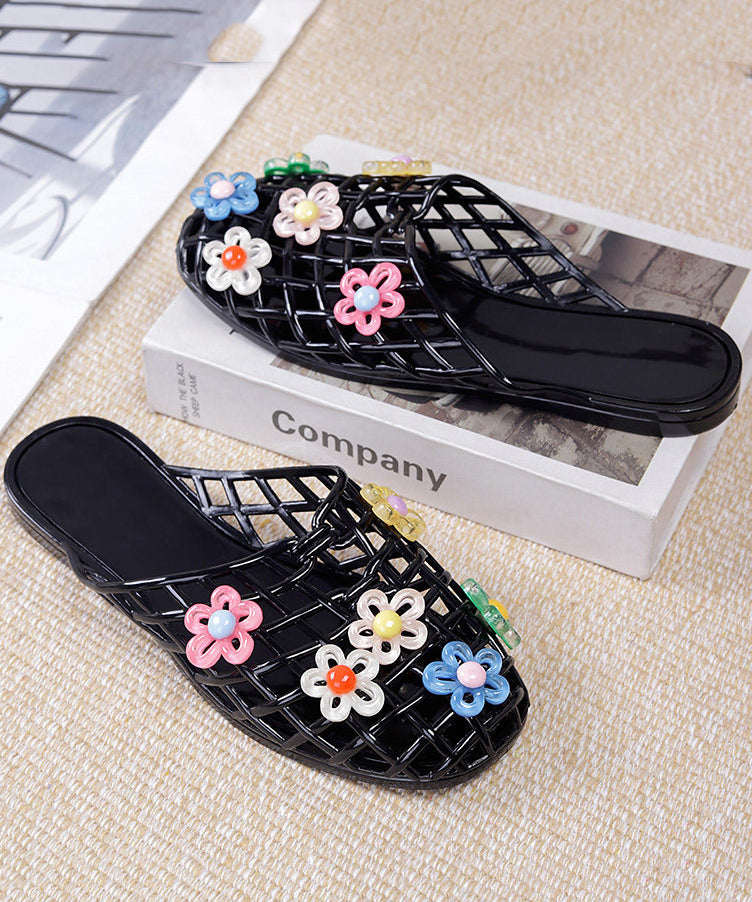 Colourful Flower Fine Hollow Out Flip Flops