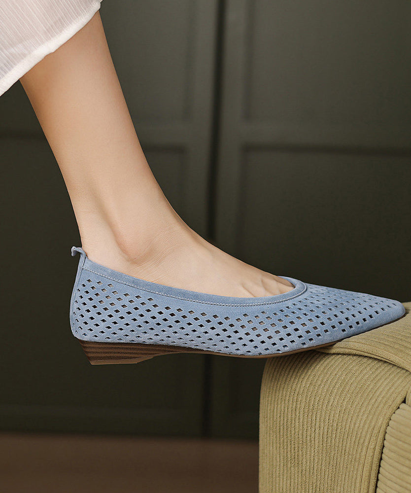 Comfortable Blue Flats Hollow Out Flat Feet Shoes