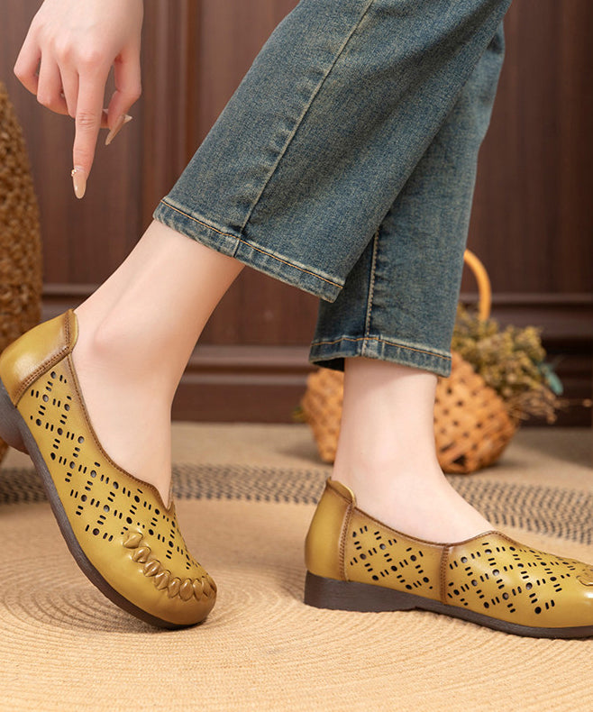 Comfortable Brown Flat Feet Shoes Hollow Out Flats