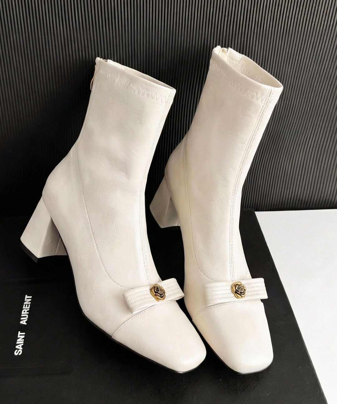 Comfortable Chunky Boots White Faux Leather