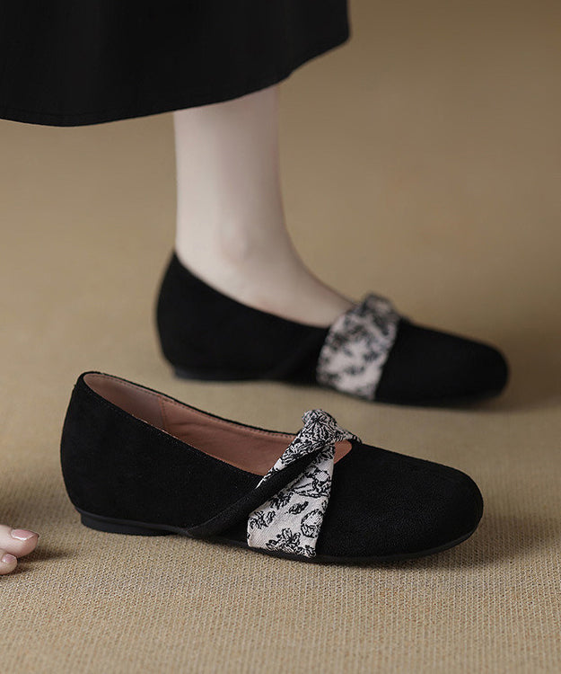 Comfortable Cowhide Leather Yellow Flat Shoes